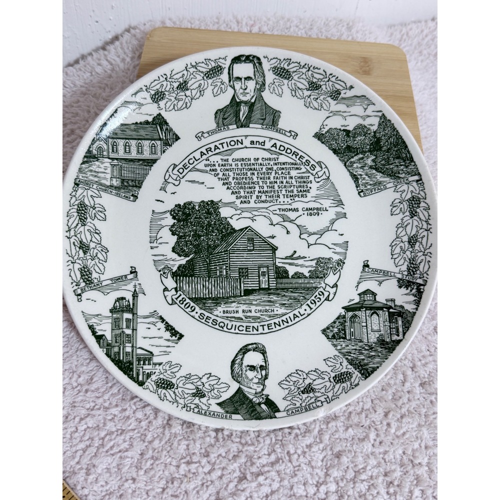 Kettlesprings Kilns Thomas Campbell Sesquicentennial Plate 1809-1959 Green